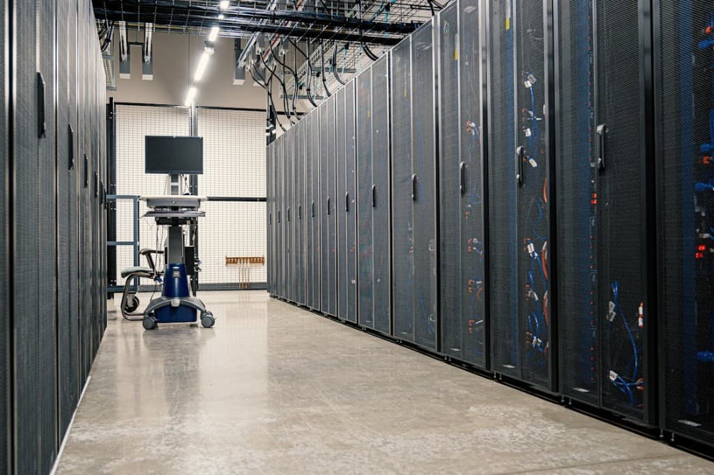 Professional server room with hosting infrastructure